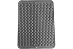 SOQKEEN Tappetino scolapiatti silicone, Tappetino cucina antiscivolo, resistente al calore, Sottopentola silicone (Grigio, 30x40cm)