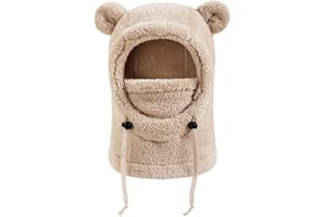 freesiom Cagoule Unisexe Garcon Fille 3-10 Ans Bonnet Enfant Hiver Chaud Laine Fine Epais Ski Modo Chat Mignon Cache Protection d'oreilles Écharpe Chapeau Cape Bob