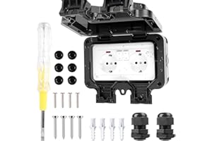 Kuvarix Prise Exterieure Etanche IP66 avec Interrupteur et Voyant Lumineux, Prise Etanche Exterieur en Saillie pour le Jardin, Espaces Extérieurs et Garage