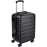 Amazon Basics - Valigia Trolley rigido, 55 cm (utilizzabile come bagaglio a mano di dimensioni standard), Nero