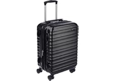 Amazon Basics Hardside Carry On Spinner Luggage- 20 inch (50cm), Material: ABS, Black