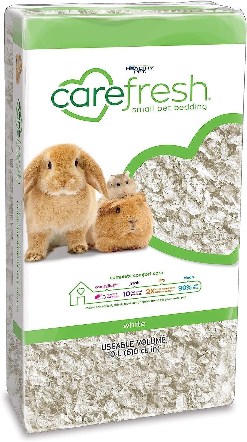 Carefresh Ropa de Cama para Mascotas pequeñas de Papel Natural Blanco 99% Libre de Polvo con Control de olores, 10 L