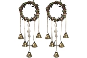 PCXWTLN Witch Bells for Home Protection, 2Pack Handmade Witch Wind Chimes Safacre Witch Decor Aesthetic Wind Chimes for Home Garden Courtyard Decor, Halloween Christmas Festival Party Decorate