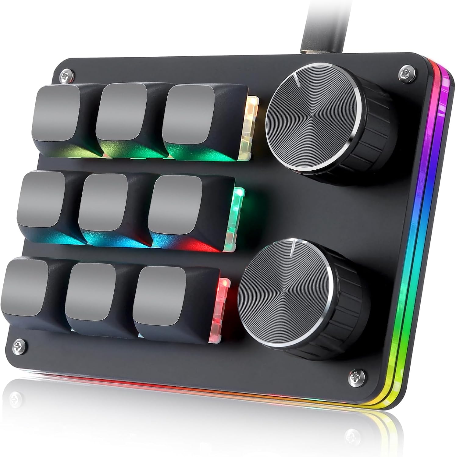 Koolertron Teclado Gaming,9 Teclas Programables Teclado Mecánico Macro de Una Mano,RGB Retroiluminación Mechanical Gaming Keyboard