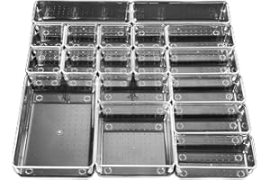 Set di 18 Organizer Cassetti Impilabili,Aokyom® Plastica Portaoggetti Trasparente Organizer Scatole Stoccaggio Adatto per Cucina Bagno Camera da Letto Toletta