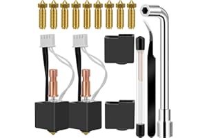 YOTINO 2 pcs Kobra S1 Hotend, 35-Piece Set with 0.2/0.4/0.6mm Nozzles, Silicone Socks and Nozzle Cleaning Tools, Compatible with Kobra S1/Kobra S1 Combo 3D Printer