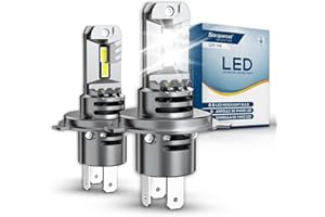 Sinoparcel H4/9003 LED Ampoules Ventilées de Phare, Lampes Anti-erreur Homologuées au Remplacer Halogène pour Voiture, Blanches Froides 6500K, Lot de 2