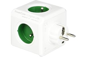 ALLOCACOC PowerCube Original Splitter 4 gniazda + 2 porty USB Zielony