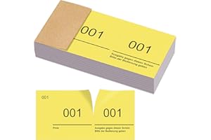 Nezyo Doppelnummern Blöcke 1-100 Tombola Lose mit Zahlen Nummernblöcke Zahlenblöcke 10 cm X 5 cm für Garderobe, Verlosung, Veranstaltungen, Partys, Messen und Bewirtungen(Gelb)