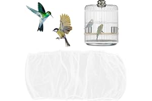 Asofelk 1PCS White Bird Cage Seed Catcher, Adjustable White Seed Catcher Guard Net Cover, Reusable-Parakeet Cage Cover, Bird Cage Seed Catcher for Round Square Cages (Circumference:120-180 CM)