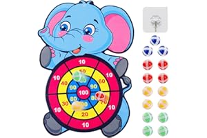 ZHUPORN Dartscheibe für Kinder, 41,5 cm Elefant Spielzeug Dartscheibe, Elefant Wurfspiel Kinder Dartscheibe Set mit 15 Klebrigen Bällen+1 Haken, Kinder Dartscheibe Drinnen und Draußen für Kinder 3–6