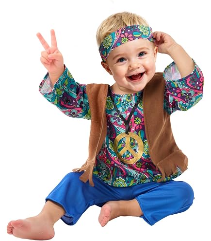 Hippie-Kinderkostüm 60er Jahre – Peace & Love Outfit Mit Weste, Hose, Stirnband & Peace-Anhänger