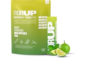 HYDRUP - Électrolytes Sans Sucre en Poudre 1733 mg - Hydratation et Énergie Instantanées avec Vitamines B et C - Goût Citron Vert - Paquet avec 6 Sachets de 14 Grammes - Sans Gluten et sans Lactose
