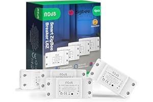 ZigBee Interrupteur sans fil Nous L6Z, Interrupteur connecté module avec minuterie, domotique maison, Compatible avec Alexa, Google Assistant et HomeKit, Tuya, Smart Life, (Hub 3.0 requis)