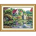 CRAFTiDA Cross Stitch Kits for Adults Advanced Pre-Printed Stamped Embroidery Kit 14CT 54x41cm DIY Craft Kit (Reflections of The Pond)