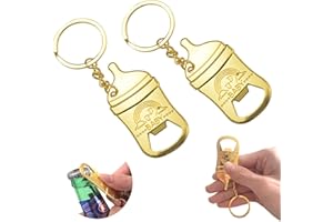 AOKBEAN Llavero abrebotellas para baby shower: 10 llaveros pequeños de vino dorado para fiesta, anillo de revelación de género, kit de revelación de género, bolsa de boda, decoración de mesa, mini dije para
