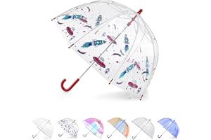 Totes Adults and Kids Clear Bubble Umbrella with Dome Canopy, Lightweight Design, Wind and Rain Protection
