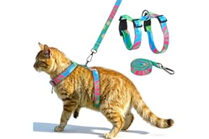 Hpmjz Cat Harness and Leash Set Walking Escape Proof Adjustable & Lightweight Easy Control Breathable Comfortable Soft Kitten Harness Escape Proof for Large Cats Use Safe & Easy Outdoor Walking