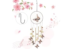 GUICHANGKAI Campanelli Eolici, Campana del Vento per Finestre Giardini e Portici, Carillon Vento all'aperto è Composto da una Acchiappasogni Grande Fatto una Farfalla e un Tubo di Alluminio(con Gancio Nero)