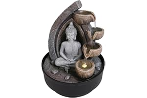 Lemodo Zimmerbrunnen Buddha (Motiv Dhyana rund)