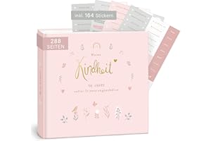 mintkind® Album dei ricordi "My Kindheit" con motivo floreale rosa + set di adesivi, i tuoi primi 10 anni, regali per la nascita, libro per bambini da inserire diario per bambini