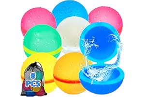 SIMKET Globos de Agua Reutilizables，8 Piezas Llenado Rapido y Autosellantes Globos de Agua, Bolas de agua recargables para niños Globo de Agua in Silicona para Exteriores (A)