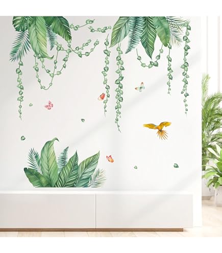 Decalile Adesivi Urali Foglie Verdi Adesivi Da Parete Vite Appesa - Foto 4