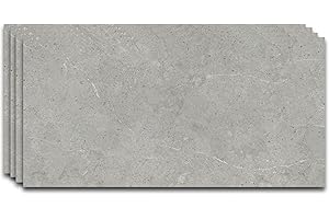 IZODEKOR Panel de pared SPC con aspecto de piedra natural, color gris, 60x120 cm, 4 unidades, impermeable, resistente a arañazos y calor, protección contra salpicaduras