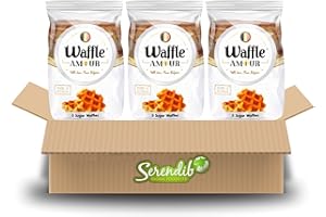 SERENDIB Waffle Amour SUGAR WAFFLES | 5 Waffles with sugar pieces in one pack | Belgium Breakfast Treat | Crispy, Sweet, and Enjoyable | (3 Packets)