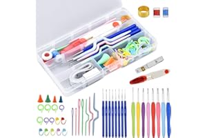 NiceLand 16pcs Ganchillos Crochet Kit, Kit de Ganchillo Completo para Principiantes Agujas de Ganchillo Set de Ganchos de Tejer Ergonómicos Agujas de Punto Coloridas con Accesorios de Tejer + Caja