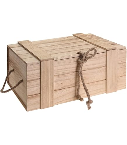 Meinposten Houten kist met deksel, schatkist, bruin, krat, 18 x 42 x 30 cm (h x b x d