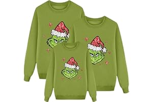 TOMORTSUN Pull Noel Famille Sweat Femme Homme Enfants Famille Longue Manches Tops Christmas Sweater Pulls De Noël Familles Col Rond Christmas Sweat-Shirt Manche Longue Chaud