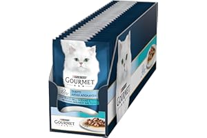 GOURMET Perle Duetti Cibo Umido per Gatti Adulti Filettini in salsa con Pesce Dell'Oceano e Tonno 26 Buste da 85g