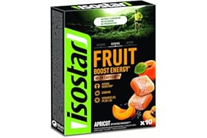 ‎ISOSTAD Isostar Energy Fruit Boost - Aprikosengeschmack-Sport Fruchtgummis-Müdigkeitsreduktion-Mit Koffein-Natürliches Aroma-Ohne Farbstoffe & Konservierungsstoffe -1 Schachtel mit 10 Fruchtgummis (10x10 g)