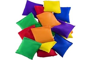PREXTEX Nylon Bean Bags - 3-Inch Set of 12 in Red, Yellow, Green, Blue, Orange, Purple - Durable Material for Toss Games - Ideal for Barbecues, Tailgates, Reunions, and Parties - Fun for All Ages