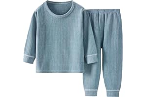 Hikewin Unisex Kids Thermal Underwear Sets Boys Girls Winter Base Layer Top & Bottom Fleece Cotton Warm Soft Underwear Pajamas 6Months-11Years