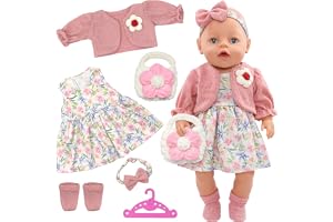 6 stycken dockkläder för 35–43 cm babydockor söta fräscha babykläder dockor för 14–17 tum babydockor med klänning kappa pannb