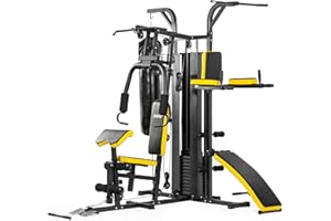 Dione HG5 - Fitnessstation - Multi-Gym - Krafstation mit Boxsack - Einschließlich 65 kg Gewichte - Erweiterbar auf 100 kg - Homegym