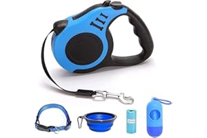 Laisse pour Chien Enrouleur 5m, Laisses Rétractables Chiens, Un Boutton S'arrêter Bloquer, Gbivbe Laisse Enrouleur pour Chien sans Enchevêtrement pour Petit, Moyen Chiens Jusqu'à 15kg