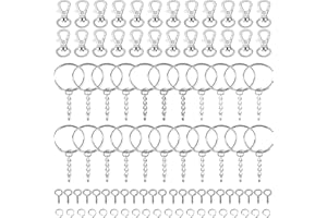 MaYuLa 100Pcs Keyring Rings Key Chain Split Metal Key Rings with Link Chain and Open Jump Rings Bulk Swivel Lobster Clasps Screw Eye Pins Keyring Making Kit for DIY Crafts Jewelry Making Resin Keyring