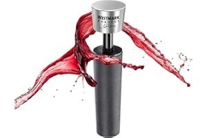 Westmark Bomba de vacío de vino Savio Monopol Edition, tapón de botella de vino con efecto de vacío para una frescura más prolongada, negro plateado, 8.7 cm