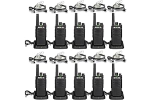 Retevis RT668 Walkie Talkie Profesional, Bidireccional PMR446 sin Licencia, VOX, IP54 contra Polvo y Salpicaduras, Walkie Talkie con Auriculares para Logística y Fabricación (Negro, 10 Unidades)