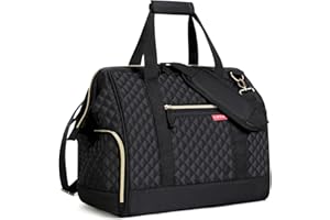 Lekesky - Sac de voyage Weekender pour femme - Petit sac de sport - Avec compartiment à chaussures, Noir/surpiqué, 33L