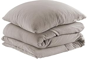 Pure Label Musselin Bettwäsche 135x200 cm mit einem Kissenbezug 40x80 cm aus 100% Baumwolle - Traumhaft weiche, kuschelige Bettwäsche-Sets in Taupe aus Musselin