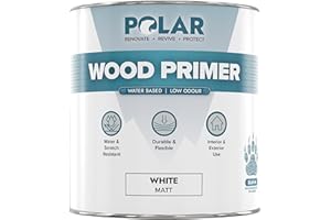 POLAR SPECIALIST COATINGS Polar Wood Primer White, 500ml - Strong Adhesion, UV Resistant, Prevents Cracking, Water-Based - Interior & Exterior Surfaces - Fast Drying - Dry in 1-2 Hours