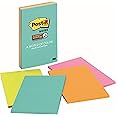 3M Post-it Super Sticky Lined Notes | 2X Sticking Power | 4 Pads x 45 Sheets | 4" x 6" | Notes, Reminders, Study, School and organizing | Bright Neon Colours