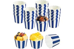 BANTI Caissettes Cupcake Papier 50 Pièces Bleu Cupcakes pour Anniversaire soirée de Mariage Cuisine Baking