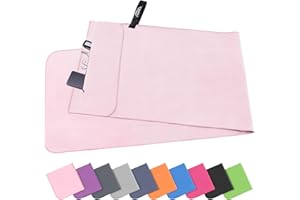 Pameil Asciugamano fitness con tasca con chiusura lampo, 120 x 50 cm, asciugamano in microfibra, compatto e ad asciugatura rapida, asciugamano sportivo da palestra (rosa)
