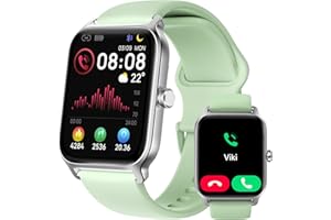 Yoever Montre Connectée Femme avec Alexa, 1.8" Montre Smartwatch avec Répondre Appel Moniteur de SpO2 Fréquence Cardiaque Sommeil 100 Sport Podometre Etanche IP68 Montre Femme pour Android iOS Vert