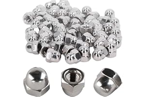 Bikasun 20 Stück Hutmuttern M10 Edelstahl Kappenmuttern, Hutmutter hohe Form A2 V2A Sechskant-Hutmuttern, Gewindestange Hutmuttern für Schrauben, Gewindebolzen, Gewindestangen